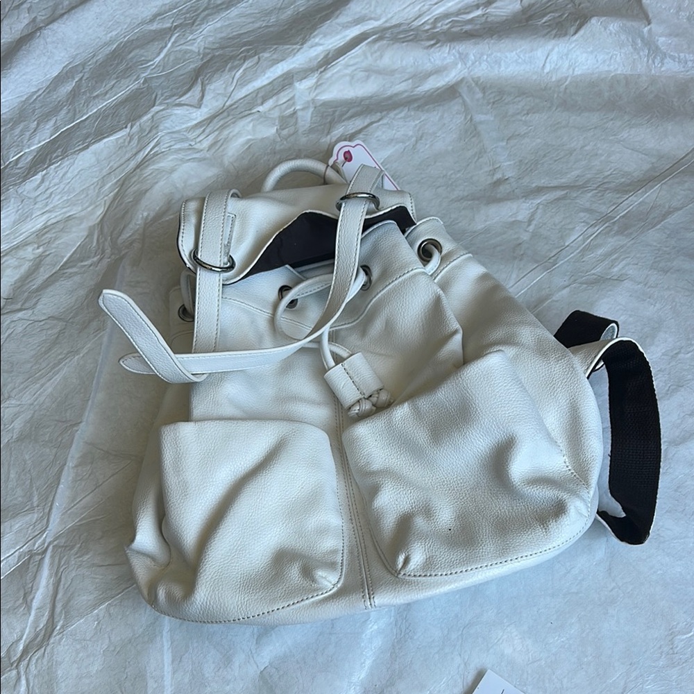 Chic White Leather Backpack